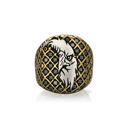 Royal Series - DOMINION RUNE RING - Pure Stainless Steel Men’s Gold-Plated Ring – Statement Luxury Jewelry (Size : 19-22-24-27) - THE MEN THING