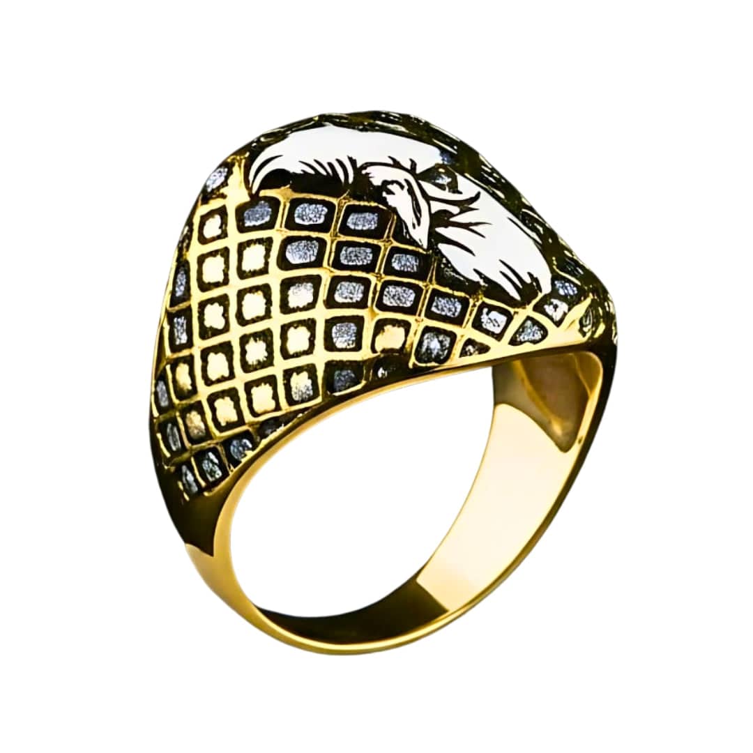 Royal Series - DOMINION RUNE RING - Pure Stainless Steel Men’s Gold-Plated Ring – Statement Luxury Jewelry (Size : 19-22-24-27) - THE MEN THING