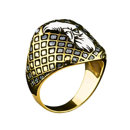 Royal Series - DOMINION RUNE RING - Pure Stainless Steel Men’s Gold-Plated Ring – Statement Luxury Jewelry (Size : 19-22-24-27) - THE MEN THING
