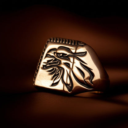 Royal Series - EAGLE FIRE RING - Pure Stainless Steel Men’s Gold-Plated Ring – Statement Luxury Jewelry (Size : 16-22-26) - THE MEN THING
