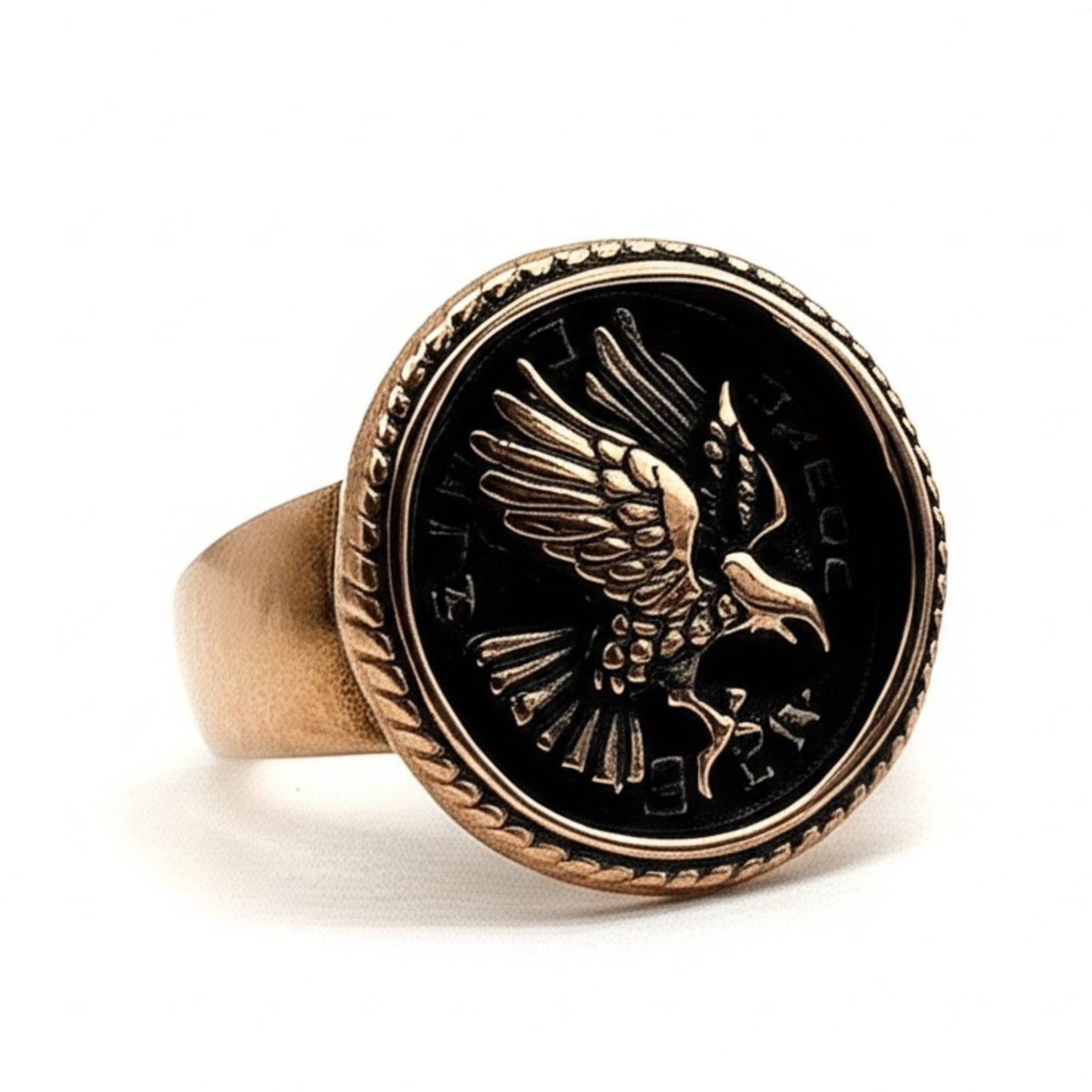 Royal Series - EAGLE OF AEGIS RING - Pure Stainless Steel Men’s Rose Gold-Plated Ring – Statement Luxury Jewelry (Size : 15-21-27) - THE MEN THING