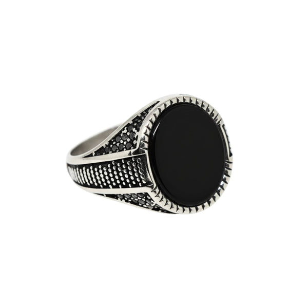 Royal Series - EBON GUARD RING - Pure Stainless Steel Men’s Steel-Plated Ring – Statement Luxury Jewelry (Size : 16-22-24-26-27)