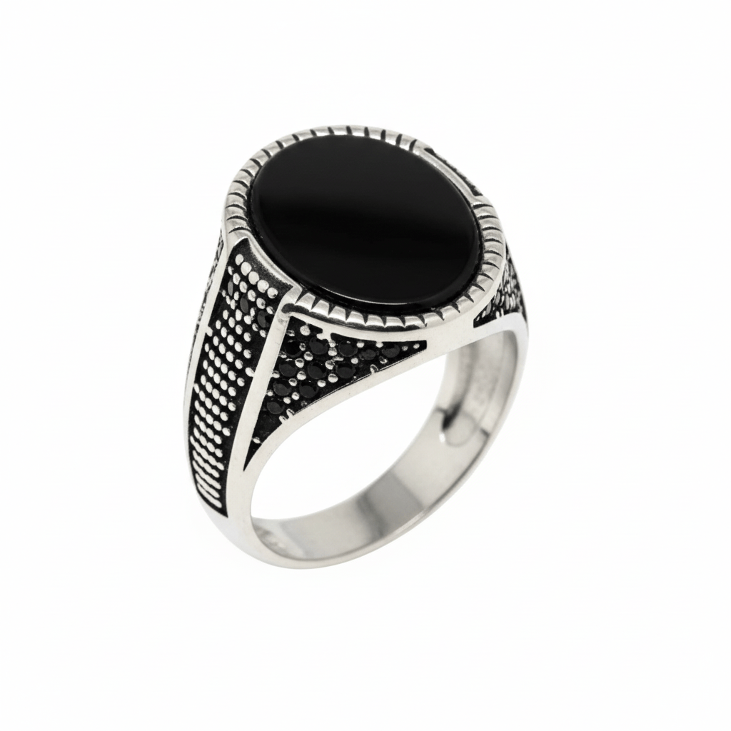 Royal Series - EBON GUARD RING - Pure Stainless Steel Men’s Steel-Plated Ring – Statement Luxury Jewelry (Size : 16-22-24-26-27) - THE MEN THING