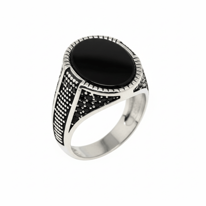 Royal Series - EBON GUARD RING - Pure Stainless Steel Men’s Steel-Plated Ring – Statement Luxury Jewelry (Size : 16-22-24-26-27) - THE MEN THING