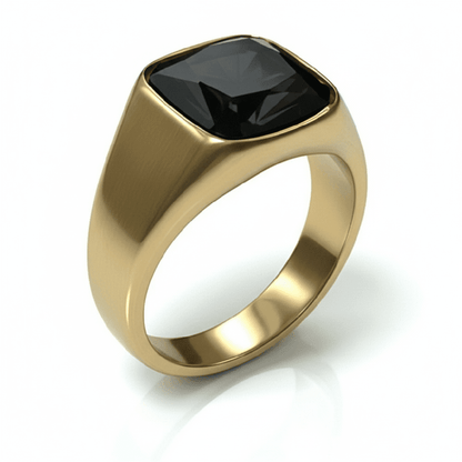 Royal Series - ECLIPSE MAJESTY RING - Pure Stainless Steel Men’s Gold-Plated Ring – Statement Luxury Jewelry (Size : 16-17-18-22-26-27) - THE MEN THING