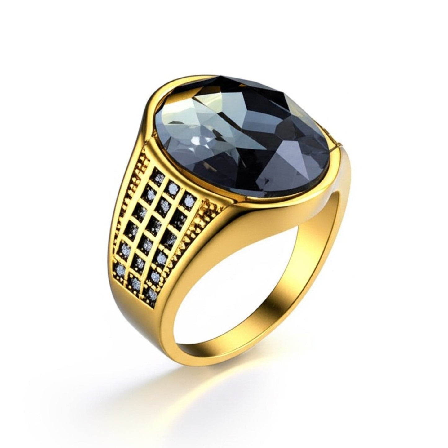Royal Series - ECLIPSIAN RING - Pure Stainless Steel Men’s Gold-Plated Ring – Statement Luxury Jewelry (Size : 16-21-27) - THE MEN THING
