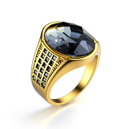 Royal Series - ECLIPSIAN RING - Pure Stainless Steel Men’s Gold-Plated Ring – Statement Luxury Jewelry (Size : 16-21-27) - THE MEN THING