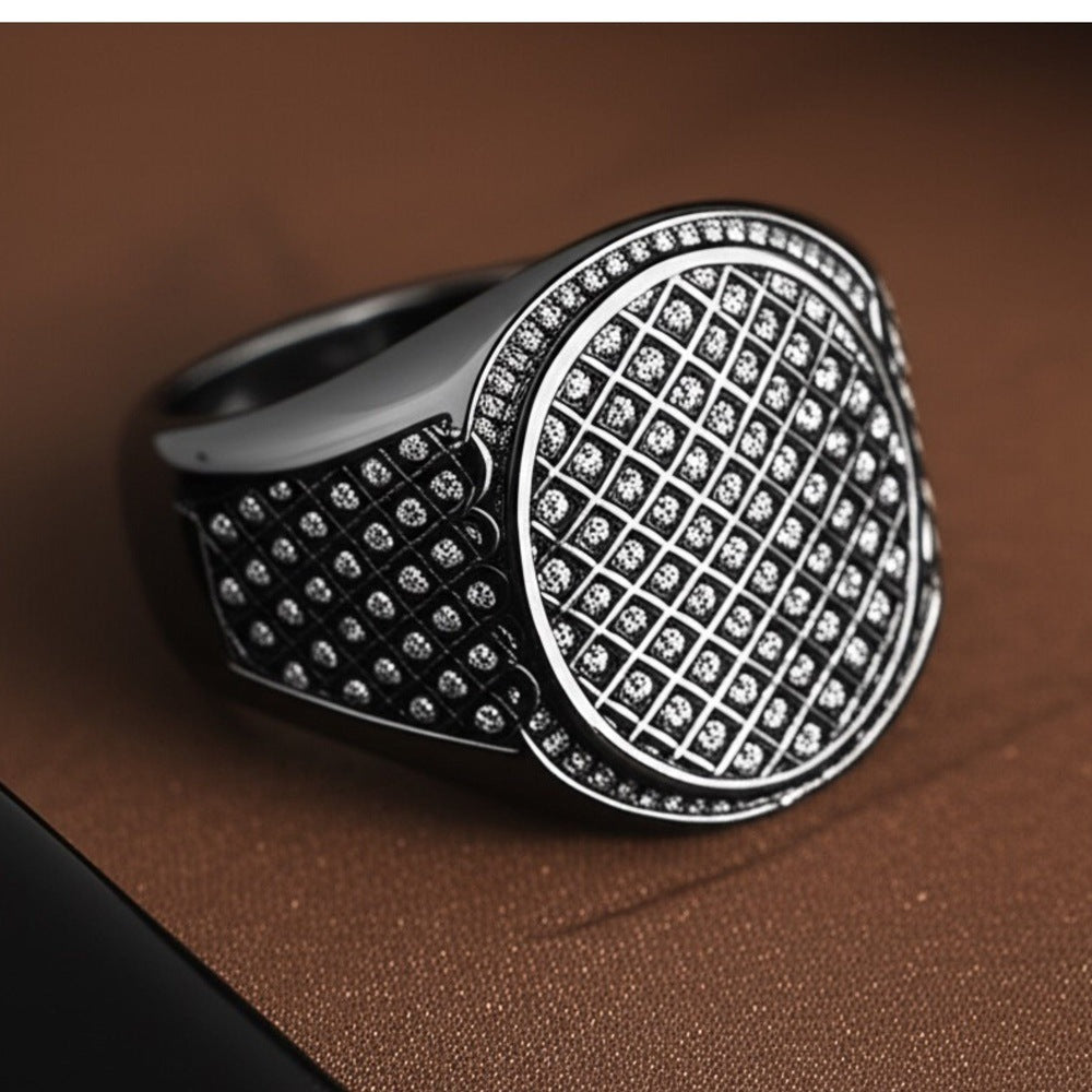 Royal Series - EMPEROR SEAL RING - Pure Stainless Steel Men’s Black-Plated Ring – Statement Luxury Jewelry (Size : 16-19-21-24) - THE MEN THING