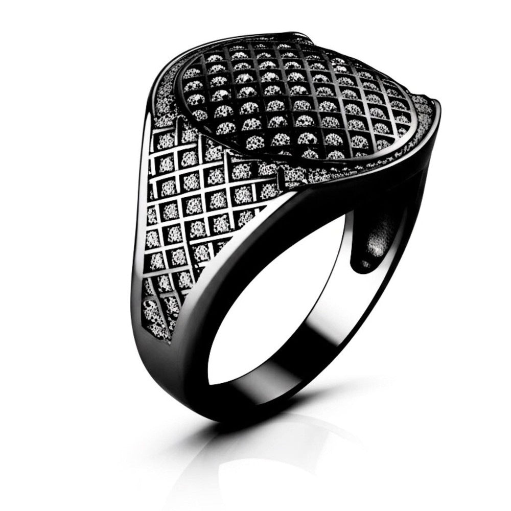 Royal Series - EMPEROR SEAL RING - Pure Stainless Steel Men’s Black-Plated Ring – Statement Luxury Jewelry (Size : 16-19-21-24) - THE MEN THING