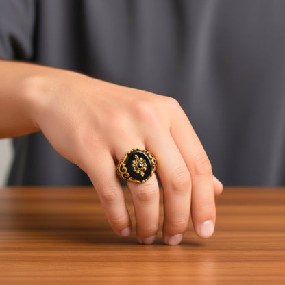 Royal Series - ETERNAL CREST RING - Pure Stainless Steel Men’s Gold-Plated Ring – Statement Luxury Jewelry (Size : 16-21-22-25-26-27) - THE MEN THING