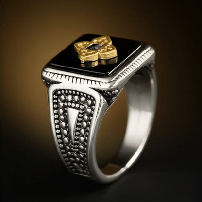 Royal Series - Eternal Enigma RING - Pure Stainless Steel Men’s Steel-Plated Ring – Statement Luxury Jewelry (Size : 17-22-24-26) - THE MEN THING