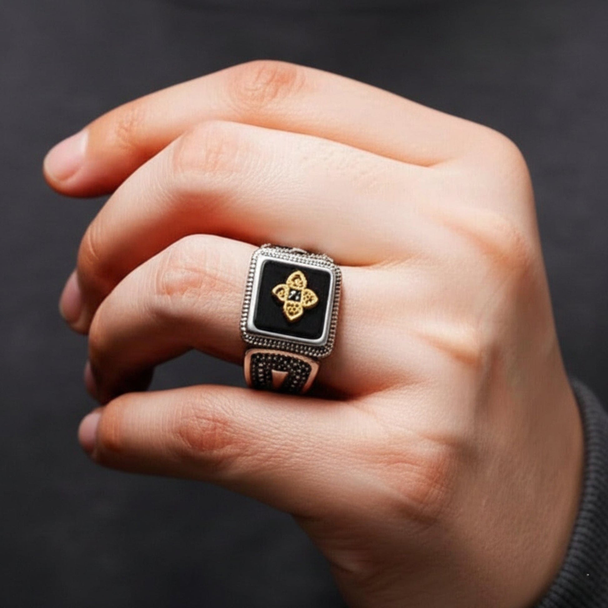 Royal Series - Eternal Enigma RING - Pure Stainless Steel Men’s Steel-Plated Ring – Statement Luxury Jewelry (Size : 17-22-24-26) - THE MEN THING