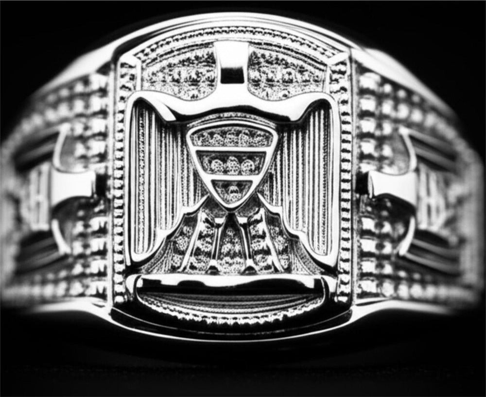 Royal Series - FALCRON SHIELD RING - Pure Stainless Steel Men’s Steel-Plated Ring – Statement Luxury Jewelry (Size : 17-19-21-24-26) - THE MEN THING