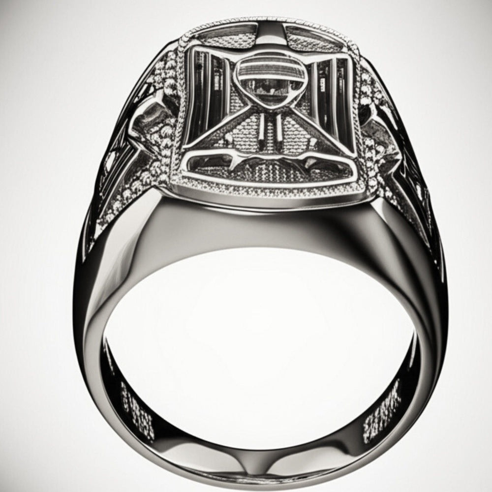 Royal Series - FALCRON SHIELD RING - Pure Stainless Steel Men’s Steel-Plated Ring – Statement Luxury Jewelry (Size : 17-19-21-24-26) - THE MEN THING