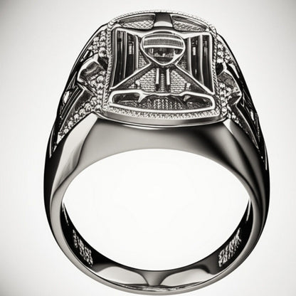 Royal Series - FALCRON SHIELD RING - Pure Stainless Steel Men’s Steel-Plated Ring – Statement Luxury Jewelry (Size : 17-19-21-24-26) - THE MEN THING