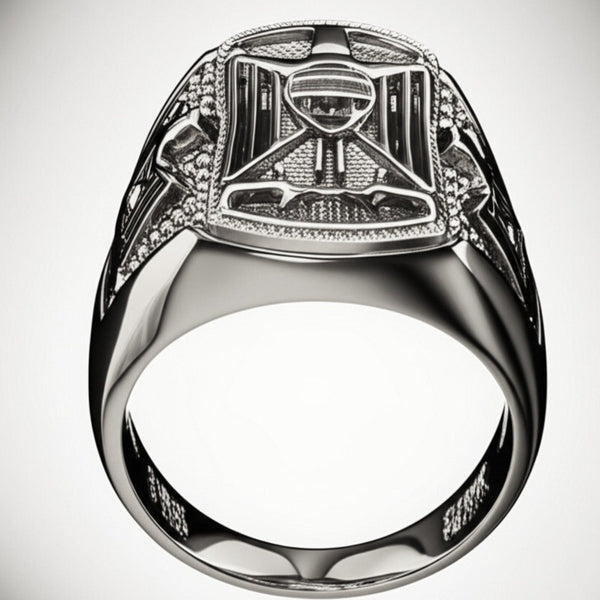 Royal Series - FALCRON SHIELD RING - Pure Stainless Steel Men’s Steel-Plated Ring – Statement Luxury Jewelry (Size : 17-19-21-24-26)