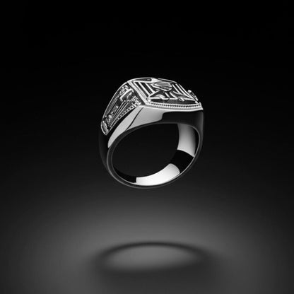 Royal Series - FALCRON SHIELD RING - Pure Stainless Steel Men’s Steel-Plated Ring – Statement Luxury Jewelry (Size : 17-19-21-24-26) - THE MEN THING