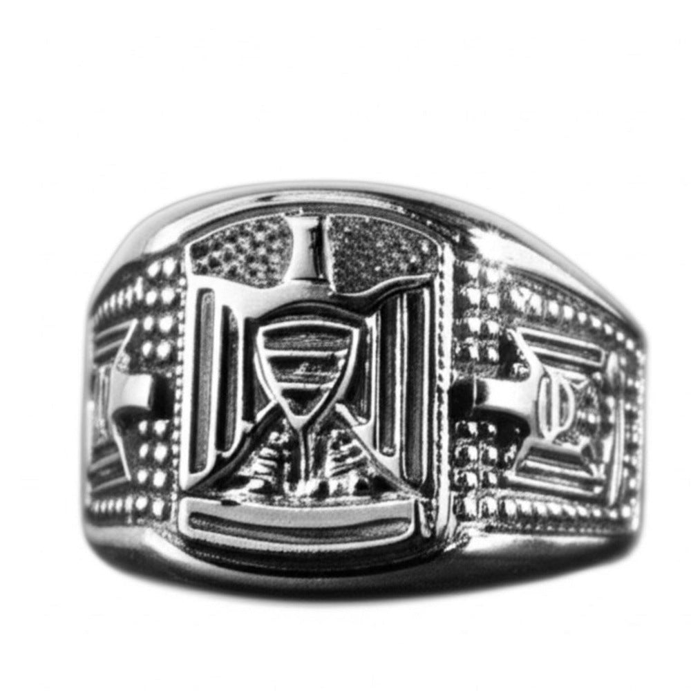 Royal Series - FALCRON SHIELD RING - Pure Stainless Steel Men’s Steel-Plated Ring – Statement Luxury Jewelry (Size : 17-19-21-24-26) - THE MEN THING