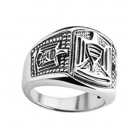 Royal Series - FALCRON SHIELD RING - Pure Stainless Steel Men’s Steel-Plated Ring – Statement Luxury Jewelry (Size : 17-19-21-24-26) - THE MEN THING