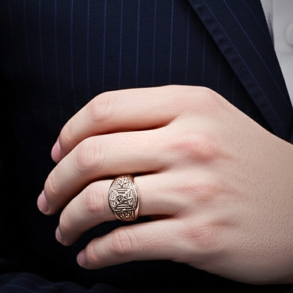 Royal Series - FALCRON SHIELD RING - Pure Stainless Steel Men’s Steel-Plated Ring – Statement Luxury Jewelry (Size : 17-19-21-24-26) - THE MEN THING