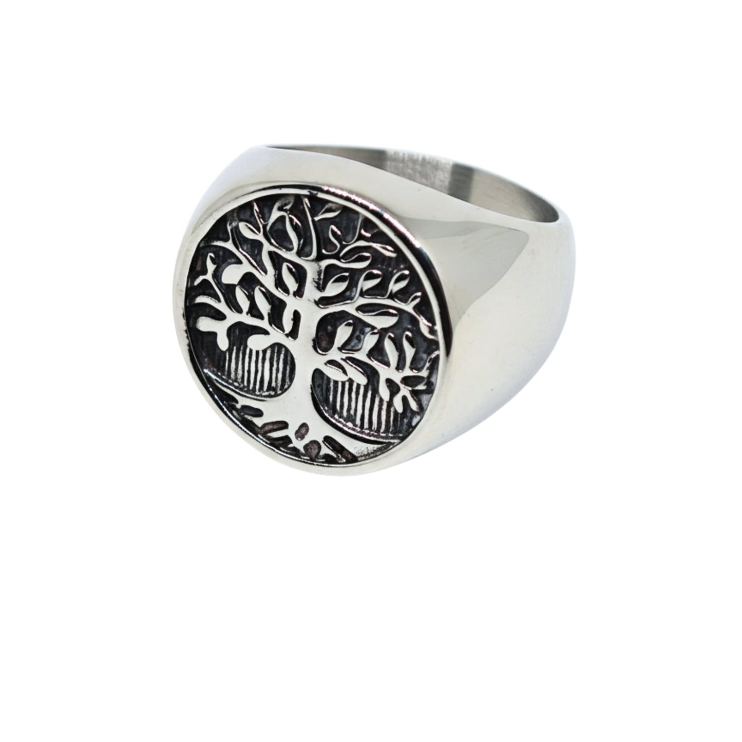 Royal Series - GENESIS TREE RING - Pure Stainless Steel Men’s Steel-Plated Ring – Statement Luxury Jewelry (Size : 16-19-21-22-24-26-29-31-32) - THE MEN THING
