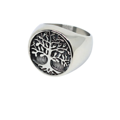 Royal Series - GENESIS TREE RING - Pure Stainless Steel Men’s Steel-Plated Ring – Statement Luxury Jewelry (Size : 16-19-21-22-24-26-29-31-32) - THE MEN THING