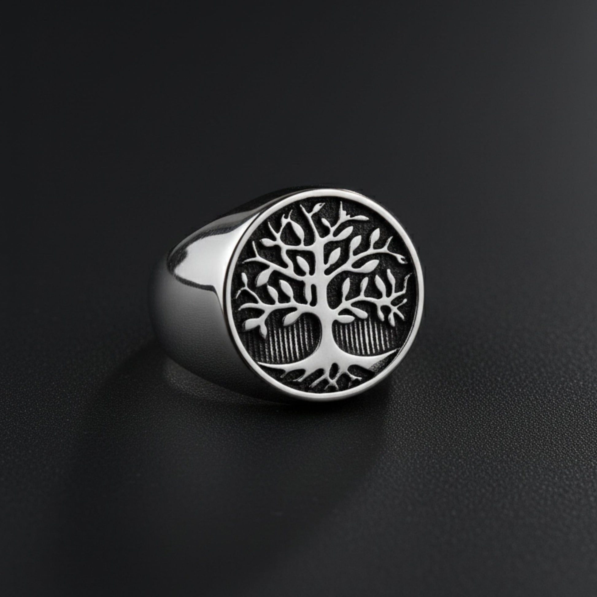 Royal Series - GENESIS TREE RING - Pure Stainless Steel Men’s Steel-Plated Ring – Statement Luxury Jewelry (Size : 16-19-21-22-24-26-29-31-32) - THE MEN THING