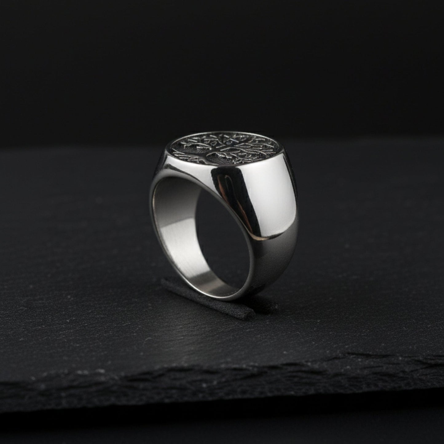Royal Series - GENESIS TREE RING - Pure Stainless Steel Men’s Steel-Plated Ring – Statement Luxury Jewelry (Size : 16-19-21-22-24-26-29-31-32) - THE MEN THING