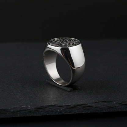 Royal Series - GENESIS TREE RING - Pure Stainless Steel Men’s Steel-Plated Ring – Statement Luxury Jewelry (Size : 16-19-21-22-24-26-29-31-32) - THE MEN THING