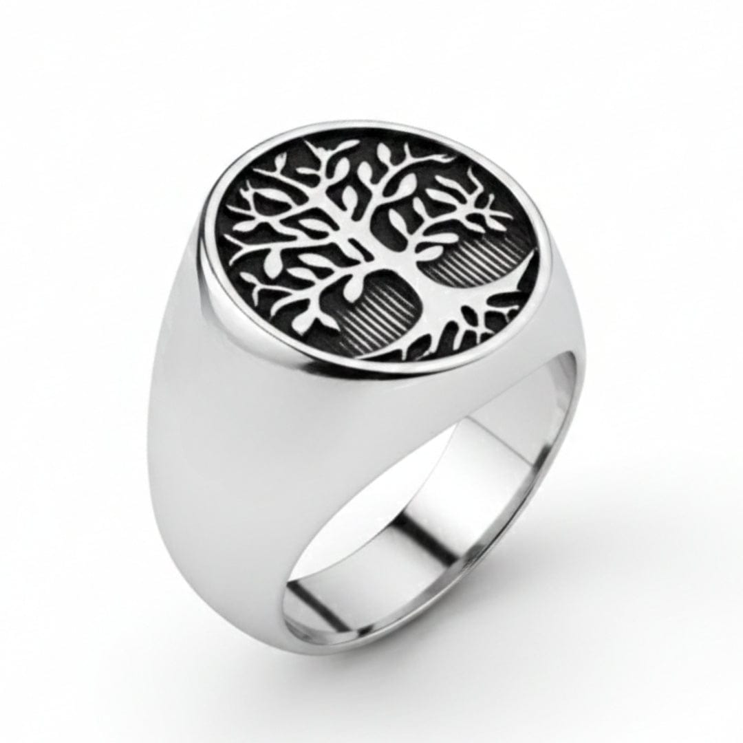 Royal Series - GENESIS TREE RING - Pure Stainless Steel Men’s Steel-Plated Ring – Statement Luxury Jewelry (Size : 16-19-21-22-24-26-29-31-32) - THE MEN THING