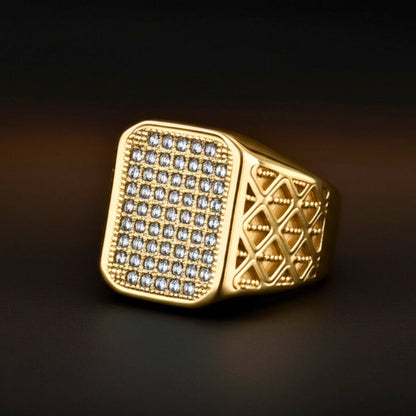 Royal Series - GILDANE RING - Pure Stainless Steel Men’s Gold-Plated Ring – Statement Luxury Jewelry (Size : 16-17-19-22-23-25-27) - THE MEN THING