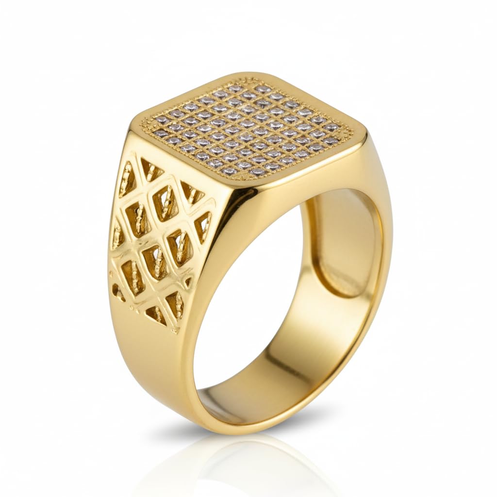 Royal Series - GILDANE RING - Pure Stainless Steel Men’s Gold-Plated Ring – Statement Luxury Jewelry (Size : 16-17-19-22-23-25-27) - THE MEN THING