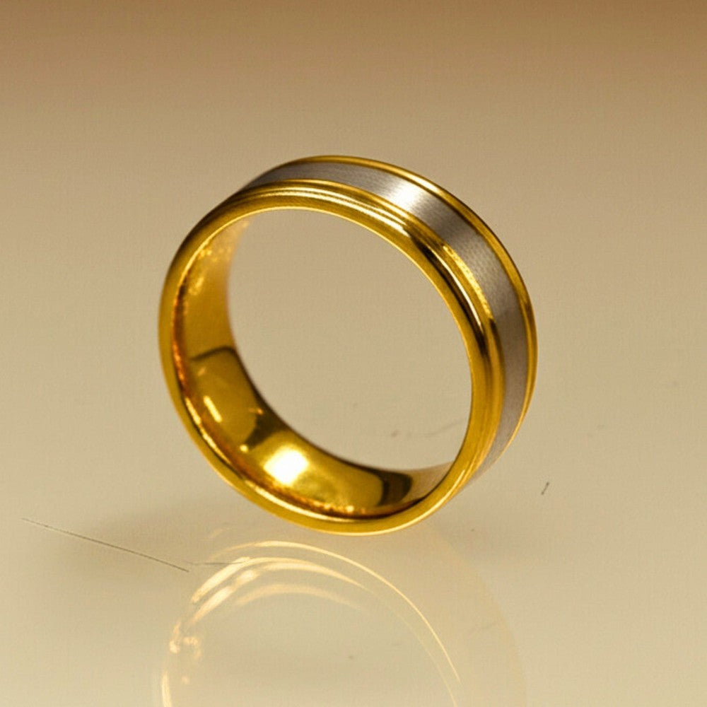 Royal Series - GILDED CORE RING - Pure Stainless Steel Men’s Gold-Steel-Plated Ring – Statement Luxury Jewelry (Size : 17-19-22-25-27) - THE MEN THING