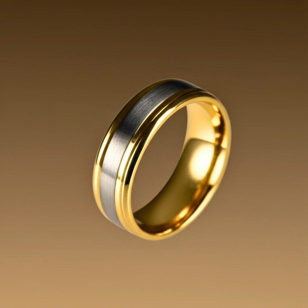 Royal Series - GILDED CORE RING - Pure Stainless Steel Men’s Gold-Steel-Plated Ring – Statement Luxury Jewelry (Size : 17-19-22-25-27) - THE MEN THING