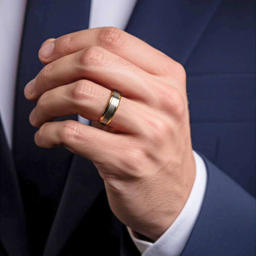Royal Series - GILDED CORE RING - Pure Stainless Steel Men’s Gold-Steel-Plated Ring – Statement Luxury Jewelry (Size : 17-19-22-25-27) - THE MEN THING