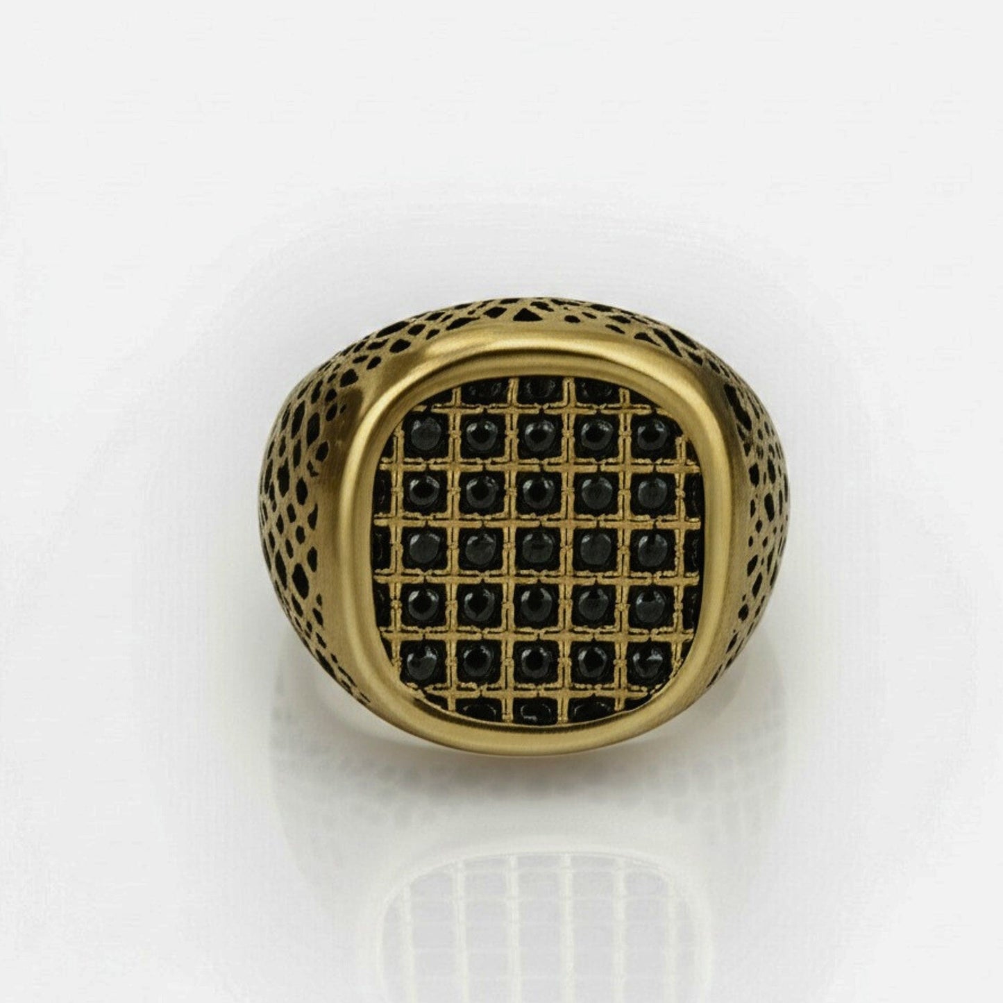 Royal Series - GILDED DOMINION RING - Pure Stainless Steel Men’s Gold-Plated Ring – Statement Luxury Jewelry (Size : -19-22-24) - THE MEN THING