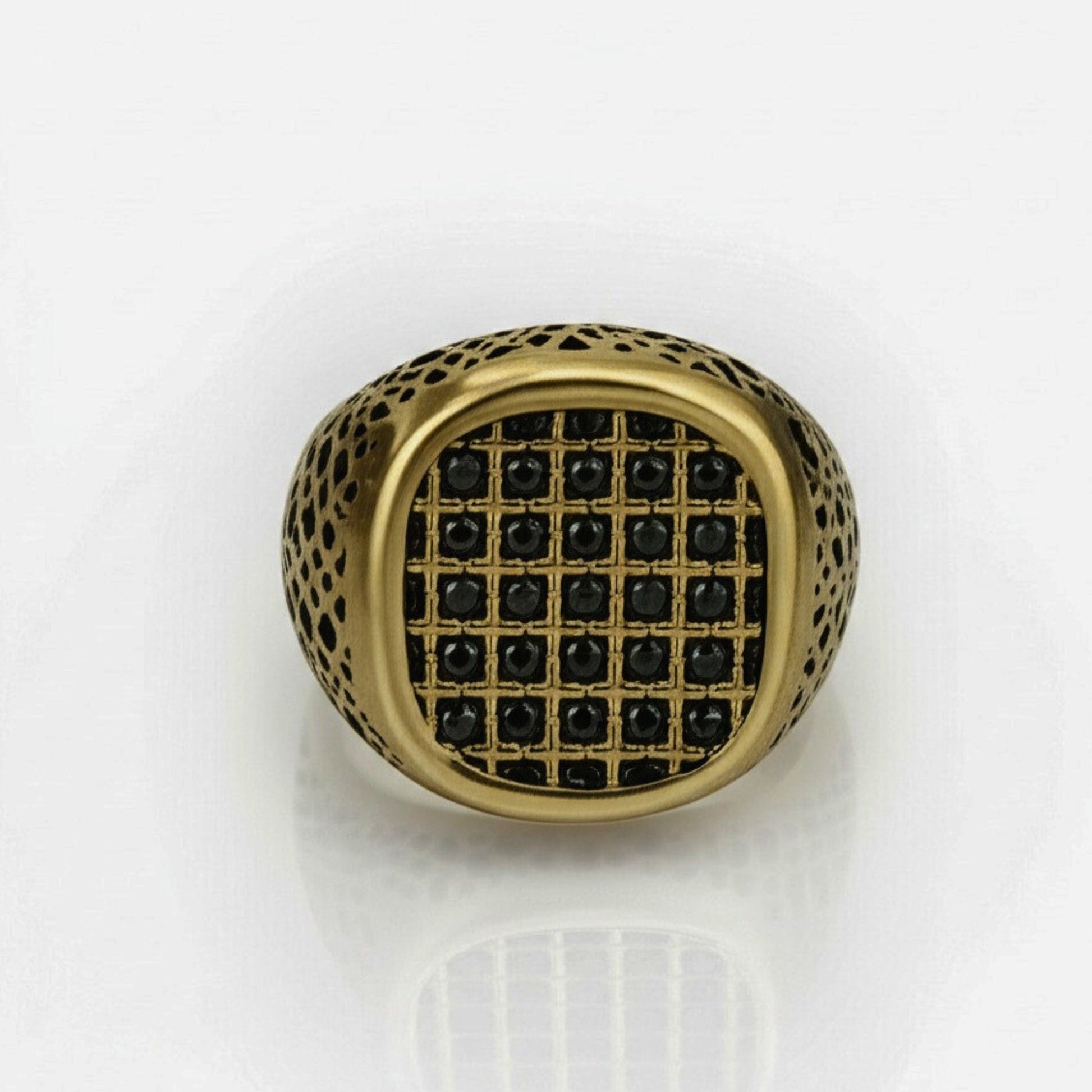 Royal Series - GILDED DOMINION RING - Pure Stainless Steel Men’s Gold-Plated Ring – Statement Luxury Jewelry (Size : -19-22-24) - THE MEN THING