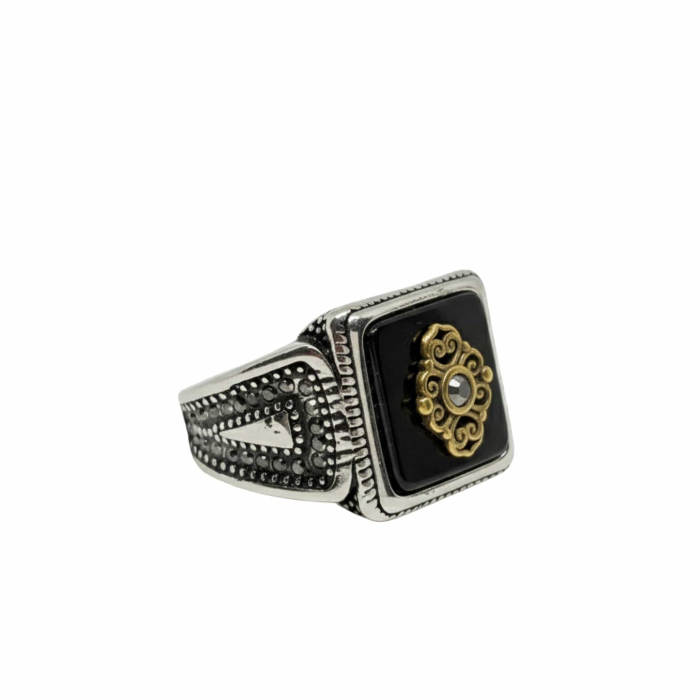 Royal Series - GILDED SIGIL RING - Pure Stainless Steel Men’s Silver-Plated Ring – Statement Luxury Jewelry (Size : 16-17-18-21-22-24-26-27) - THE MEN THING