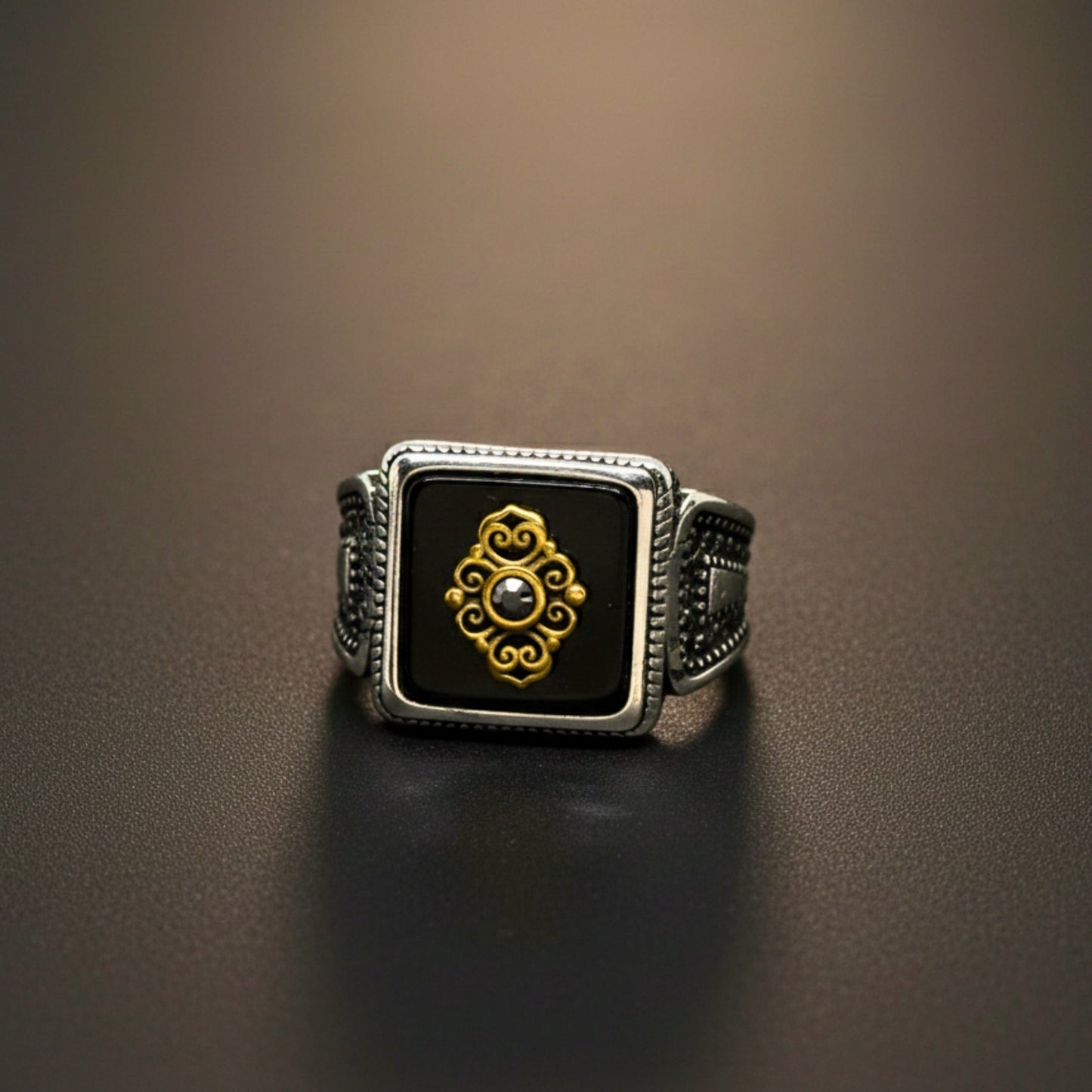 Royal Series - GILDED SIGIL RING - Pure Stainless Steel Men’s Silver-Plated Ring – Statement Luxury Jewelry (Size : 16-17-18-21-22-24-26-27) - THE MEN THING