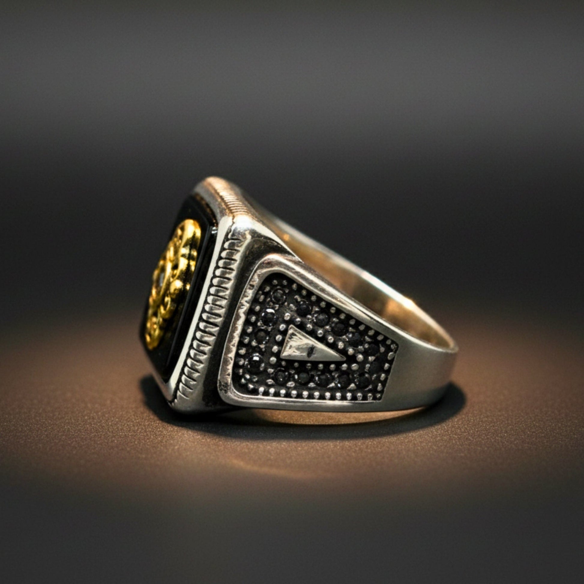 Royal Series - GILDED SIGIL RING - Pure Stainless Steel Men’s Silver-Plated Ring – Statement Luxury Jewelry (Size : 16-17-18-21-22-24-26-27) - THE MEN THING