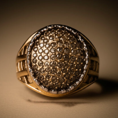 Royal Series - GOLD SPARK RING - Pure Stainless Steel Men’s Gold-Plated Ring – Statement Luxury Jewelry (Size : 18-22-27) - THE MEN THING