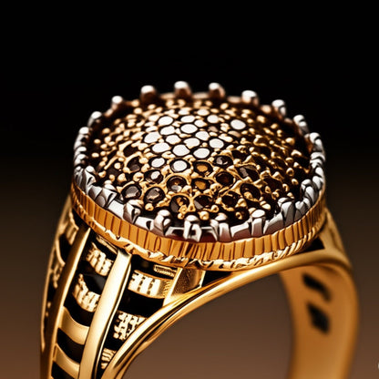 Royal Series - GOLD SPARK RING - Pure Stainless Steel Men’s Gold-Plated Ring – Statement Luxury Jewelry (Size : 18-22-27) - THE MEN THING