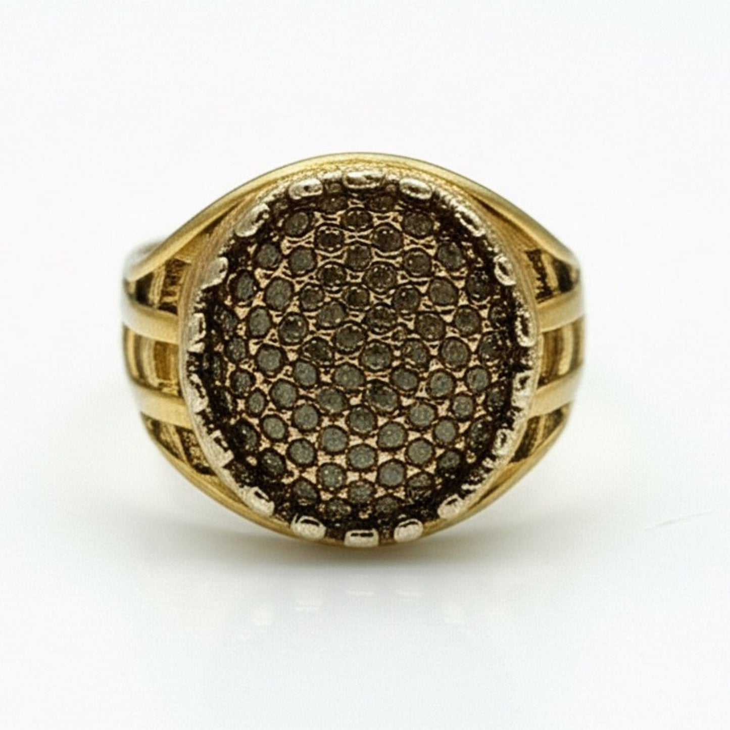 Royal Series - GOLD SPARK RING - Pure Stainless Steel Men’s Gold-Plated Ring – Statement Luxury Jewelry (Size : 18-22-27) - THE MEN THING