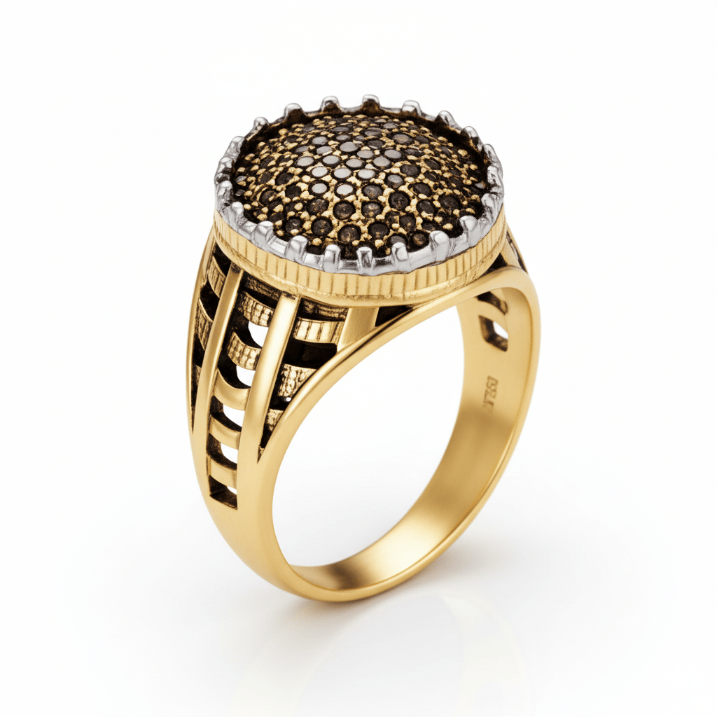 Royal Series - GOLD SPARK RING - Pure Stainless Steel Men’s Gold-Plated Ring – Statement Luxury Jewelry (Size : 18-22-27) - THE MEN THING