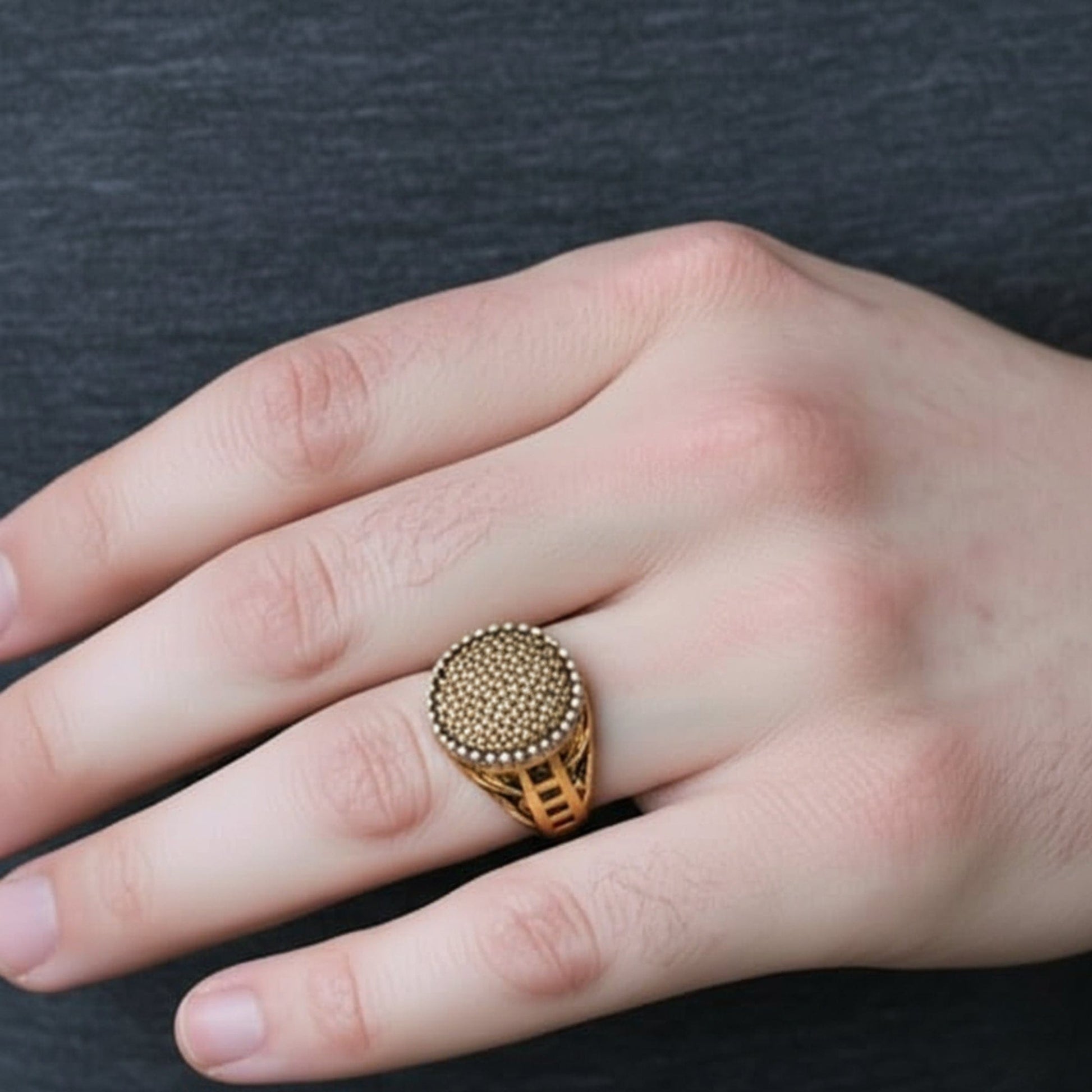 Royal Series - GOLD SPARK RING - Pure Stainless Steel Men’s Gold-Plated Ring – Statement Luxury Jewelry (Size : 18-22-27) - THE MEN THING