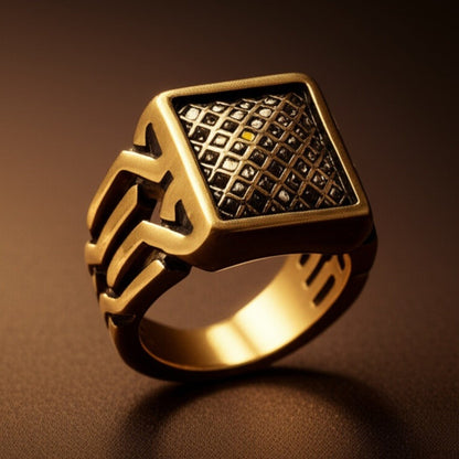 Royal Series - GOLDEN FORGE RING - Pure Stainless Steel Men’s Gold-Plated Ring – Statement Luxury Jewelry (Size : 17-22-27) - THE MEN THING