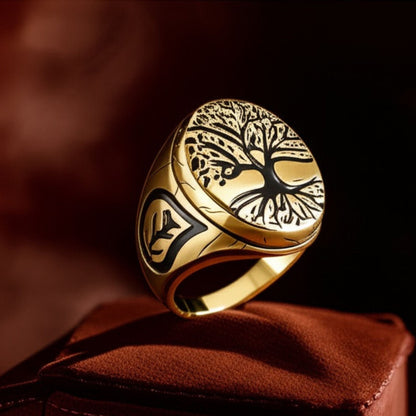 Royal Series - GOLDEN GENESIS RING - Pure Stainless Steel Men’s Gold-Plated Ring – Statement Luxury Jewelry (Size : 16-19-21-24-27) - THE MEN THING