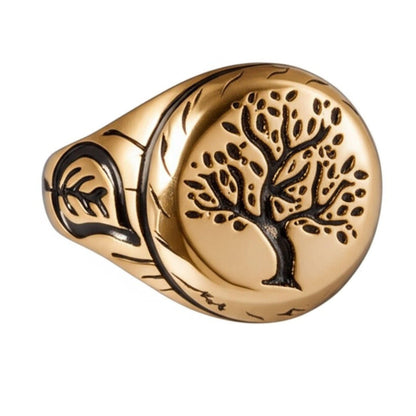 Royal Series - GOLDEN GENESIS RING - Pure Stainless Steel Men’s Gold-Plated Ring – Statement Luxury Jewelry (Size : 16-19-21-24-27) - THE MEN THING