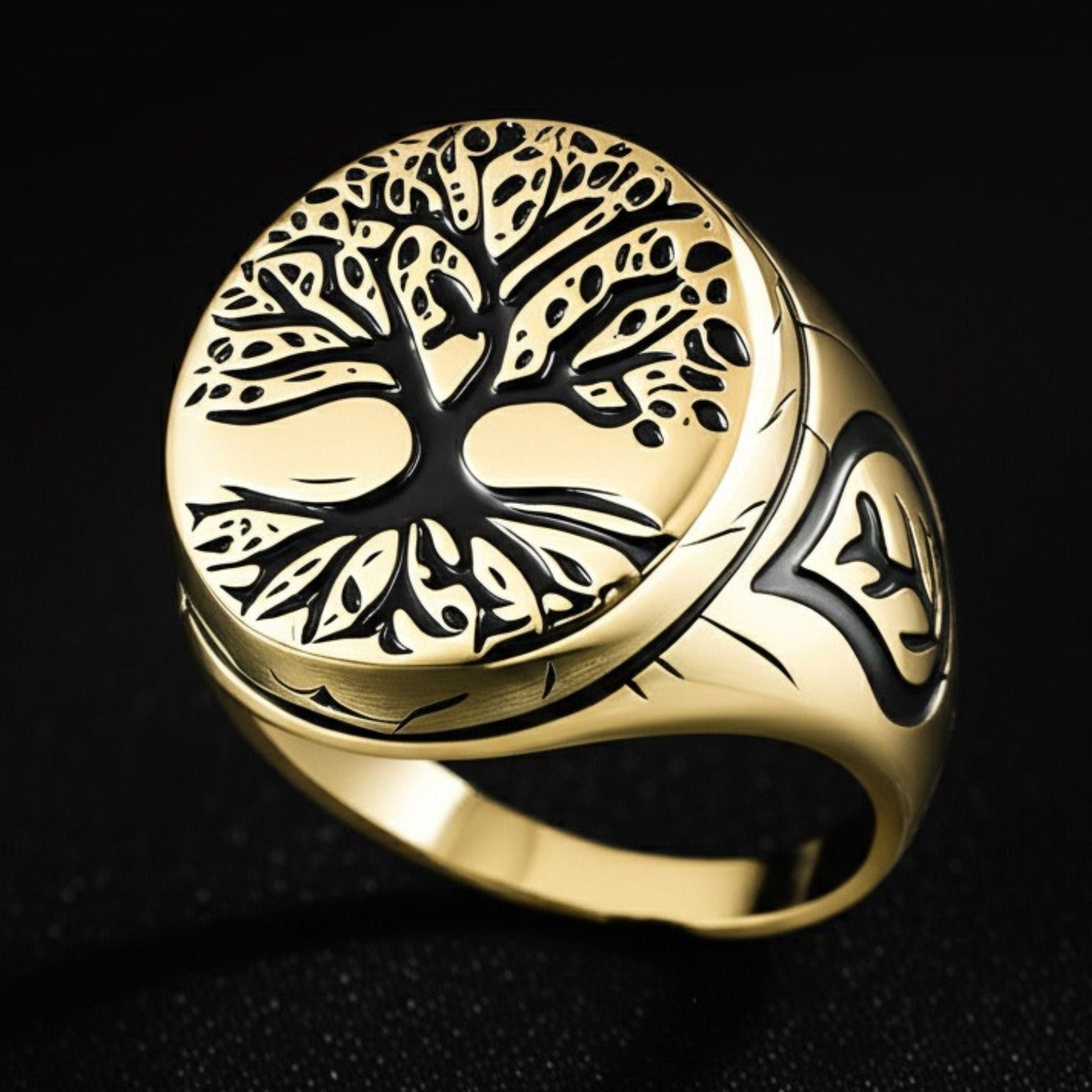 Royal Series - GOLDEN GENESIS RING - Pure Stainless Steel Men’s Gold-Plated Ring – Statement Luxury Jewelry (Size : 16-19-21-24-27) - THE MEN THING
