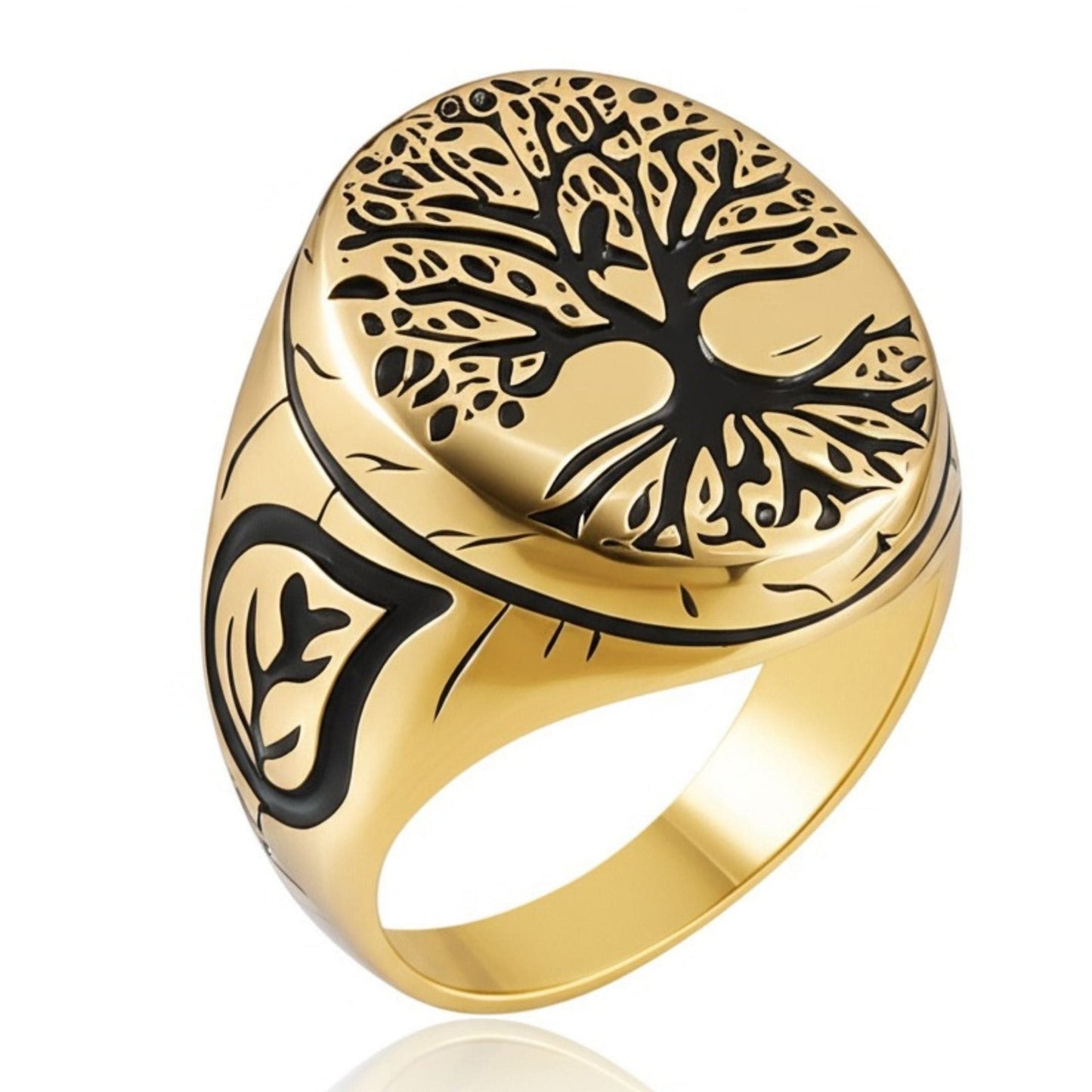 Royal Series - GOLDEN GENESIS RING - Pure Stainless Steel Men’s Gold-Plated Ring – Statement Luxury Jewelry (Size : 16-19-21-24-27) - THE MEN THING